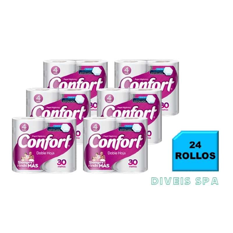 PACK 24 ROLLOS PAPEL HIGIENICO CONFORT, DOBLE HOJA