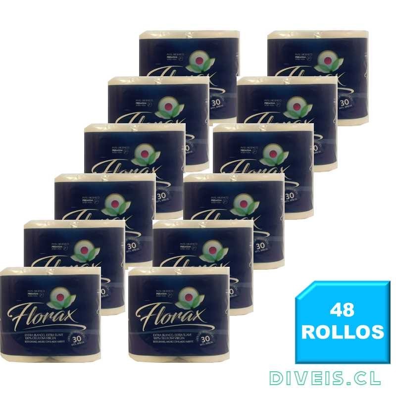 MANGA PAPEL HIGIENICO DOMESTICO FLORAX DOBLE HOJA, 48 ROLLOS