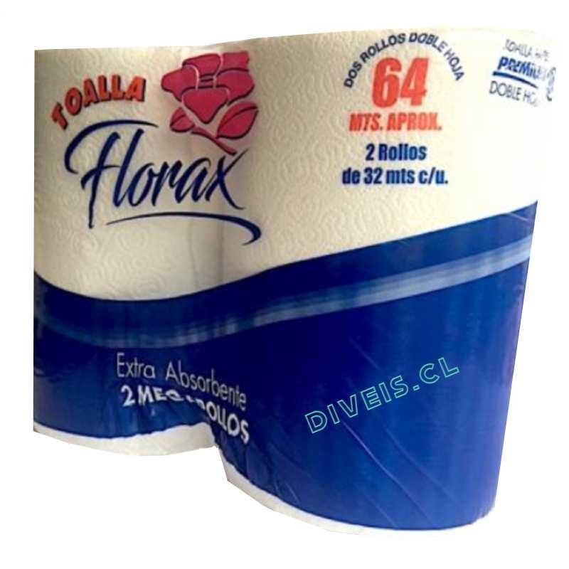 PACK 4 ROLLOS TOALLA PAPEL FLORAX DOBLE HOJA MEGARROLLO