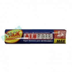 PACK PAPEL ALUMINIO ALUFOLL PARA USO DOMESTICO 02 ROLLOS DE 11,5 MTS C/U